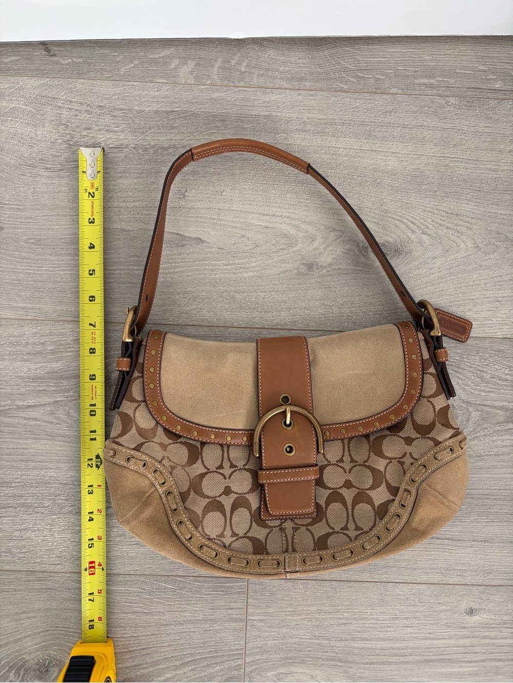Coach Vintage Y2K Signature Canvas and Suede Shoulder Bag - Picture 14 of 15